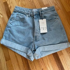 NWT Zara Mom Fit Denim High Rise Shorts